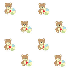 Seamless pattern with children's toys. A vector picture with a bear and a ball