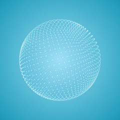Fototapeta na wymiar The Sphere Consisting of Points. Global Digital Connections. Abstract Globe Grid. Wireframe Sphere Illustration. Abstract 3D Grid Design. A Glowing Grid. 3D Technology Style. Networks - Globe Design.