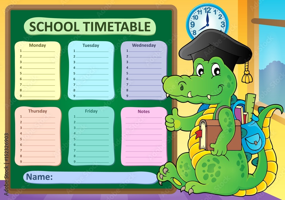 Wall mural Weekly school timetable subject 8