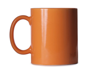 Ceramics cup with tea on white background