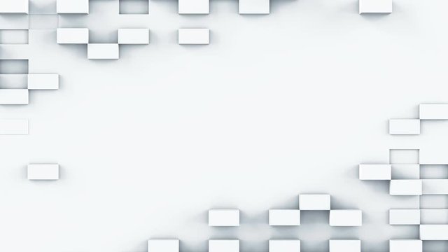 White parallelepipeds. Abstract geometric seamless loop background. Computer generated smooth 3D render animation 4k UHD (3840x2160)
