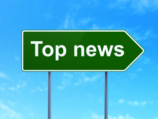 News concept: Top News on road sign background
