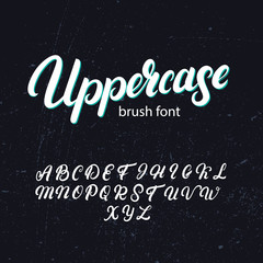 Uppercase brush alphabet. Hand written uppercase font.