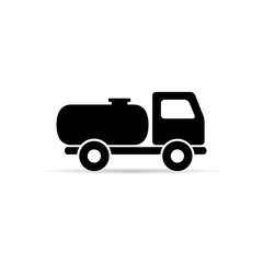 Fuel tanker truck icon. Simple silhouette, vector.