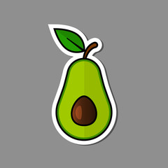 Avocado sticker vector illustration.