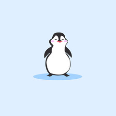 Cute Penguin Isolated on a Blue Background