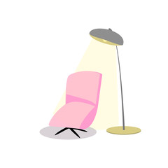 Fototapeta premium Armchair Floor Lamp on a White Background