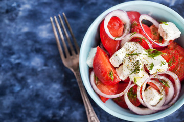 Fresh  tomato, onion and feta salad