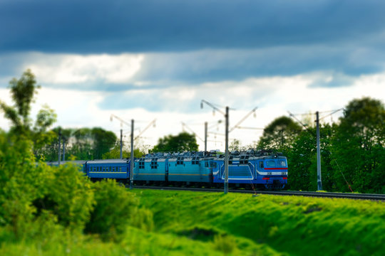 Electric Train Moves. Tilt Shift.