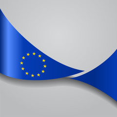 European Union wavy flag. Vector illustration.
