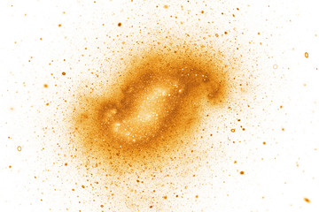 Abstract golden sparkles on white background. Fantasy fractal texture. Digital art. 3D rendering.