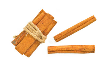 Cinnamon sticks isolate on white background