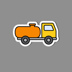 Vector illustration in paper sticker style Tank trailer.