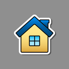 House sticker, vector isolated home label.