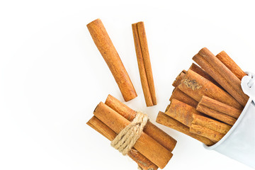 Cinnamon sticks isolate on white background