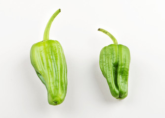 Green peppers on white background. Isolated. Vegetables.