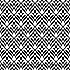 Vector seamless pattern. Modern stylish texture. Monochrome geometric pattern with bending strips.
