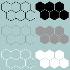 Hexagon black grey white icon.