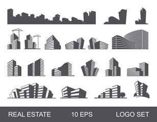 Obraz premium Real Estate Logo Set. Abstract creative building. Concept of the company brand