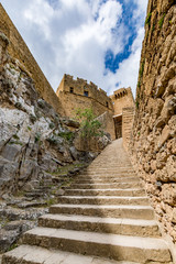 Main entrance to Lindos castle, Rhodes island, Greece