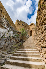 Fototapeta na wymiar Main entrance to Lindos castle, Rhodes island, Greece