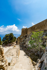 Fototapeta na wymiar Main entrance to Lindos castle, Rhodes island, Greece
