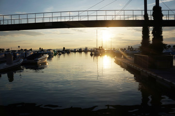 Hafen Gardasee Italien bei Sonneruntergang