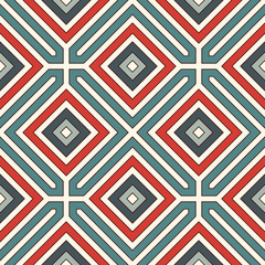 Repeated diamonds background. Geometric motif. Seamless surface pattern design with retro colors rhombuses ornament.