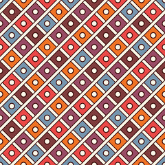 Repeated bright diamonds background. Geometric motif. Seamless surface pattern design with vivid colors square ornament.