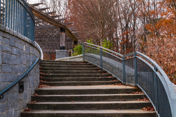 Curved staircase to Grand Arbor in the Piedmont Park in autumn day, Atlanta, USA.