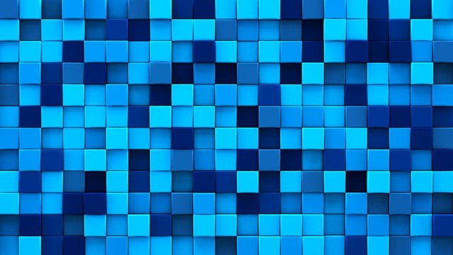 Randomly extruded blue cubes mosaic. Geometric 3D render smooth animation. Computer generated seamless loop abstract background 4k UHD (3840x2160)
