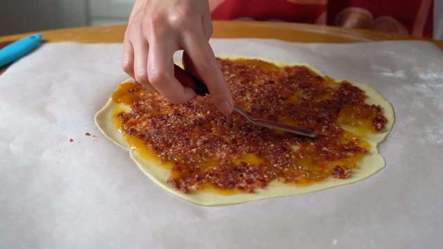 Woman working with dough