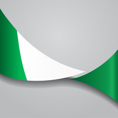 Nigerian wavy flag. Vector illustration.