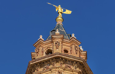 Fototapeta na wymiar Detail of Antequera church bell tower dome, in Andalusia, Southern Spain