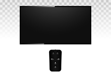 Modern blank screen lcd with remote control, led, TV on isolate background