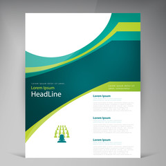 Vector abstract template design leaflet, flyer, poster, brochure, cover with turquoise and green multilayer stripes