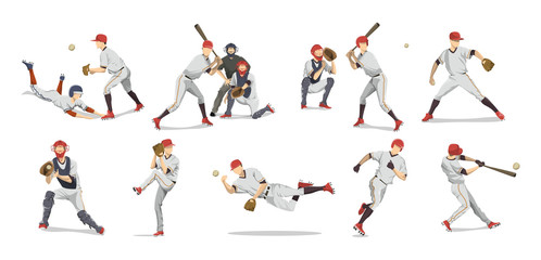 Fototapeta na wymiar Baseball players set.