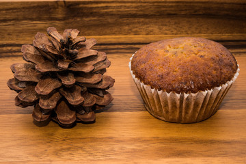 banana cake on wood backgrounds