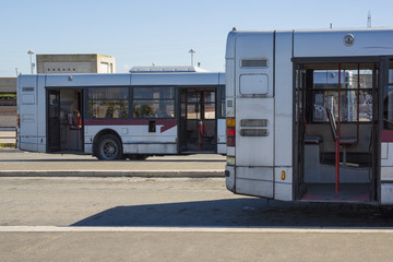 Two buses empty at the the Anagnina Metro stop station in Rome on May 2017 © Stefano Tammaro