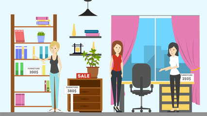 Furniture store interior.