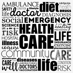 Healthcare word cloud collage, health concept background