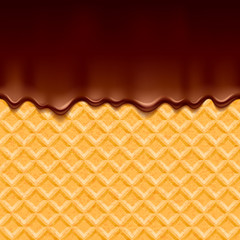 Wafer and melted chocolate - vector background.