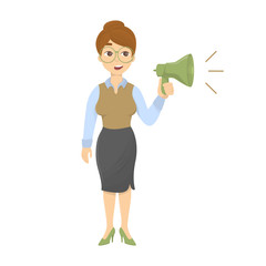 Teacher with megaphone.