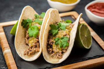 Mexican tacos with beef
