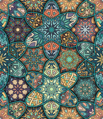 Seamless pattern. Vintage decorative elements. Hand drawn background. Islam, Arabic, Indian, ottoman motifs. Perfect for printing on fabric or paper.