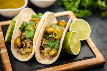 Mexican tacos with beef