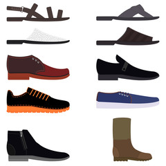 Icon shoes mens. Set. Vector illustrations.
