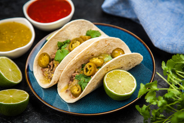Mexican tacos with beef