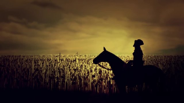 Napoleon Seating on His Horse In Front Thousands of Soldiers