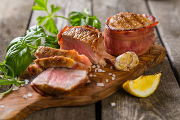 Roasted filet mignon with herbs and spices
